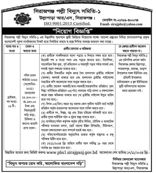 Palli Bidyut Samity Job Circular 2024